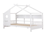 Artiss Kids Single Bed Frame House Bed Solid Wood Montessori Bed for Toddler White WBED-F-DREGO-S-WH-AB