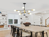 Modern Sputnik 8 Lights Height Adjustable Ceiling Light Fixture Mid-Century Modern Gold V1171-CX-BOM000425