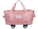 Pink Large Capacity Travel Bag with Expandable Design, Waterproof & Wet-Dry Separation, 360&deg Spinner V888-ELOSUNG13071