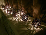 1 Set of Black 5cm Rattan Cane 50 Ball Battery Powered LONG 5m String Lights Christmas Gift Home V382-BLACKRATTBALLBATT50