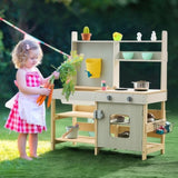 Wooden Mud Kitchen Outdoor Toy Play Kitchen Set for Kids Pretend Playset V952-NJCFJDK35INC4D3XEV0