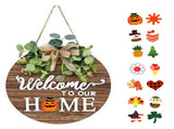 Welcome Sign for Front Door Density Board Hanging Round Plaque Front Door Sign Wreath Decoration for V1294-YM0901-3115240113911
