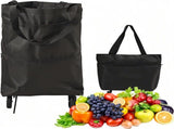 Foldable Shopping Cart With Wheels, Waterproof Oxford Bag Capacity, For Groceries Market And Travel, V1237-ZY-807-180