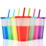 7 Packs Reusable Plastic Tumbler Bulk, 16oz Color Changing Tumblers with Lids and Straws, Cold Drink V1192-AZ-W-17609