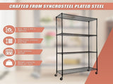Modular Wire Storage 90x45cm Steel Shelving Black With Wheels For Garage Warehouse Or Kitchen V63-841451