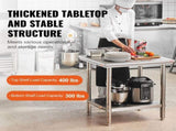 Commercial Worktable & Workstation 24 x 30 x 32 Inch Stainless Steel Work Table Heavy Duty V952-60X76X80CFGZTTZT1V0
