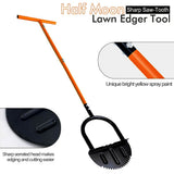 Manual Lawn Edging Tool with T-Handle and Serrated Half-Moon Blade, Garden Edge Trimmer for Clean V1341-ZY-55KF9YV8-YELLOW