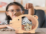 Wooden Piggy Bank, Personalized Money Bank with Clear Window, Easy-Access Coin Bank for Men and V1370-AZ4-12446