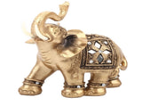 Golden Elegant Statue Figurine with Trunk Facing Upwards Collectible Wealth Home Decor V1294-YM0901-JY23398-02