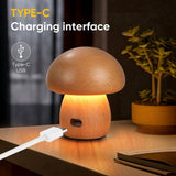 Wooden Mushroom Lamp, Portable Cordless Rechargeable Battery Operated Lamp,Stepless Dimming, Night V1366-AZ2-W-14527