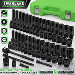 SWANLAKE 1/2" Drive Impact Socket Set,6-Piece Standard SAE Size, V465-66109