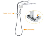 Chrome 2in1 Round Shower Head Set 12" Rainfall & 3 Mode Handheld Gooseneck Arm V1233-A703ROHR002M4CKSR112