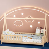 Artiss Bed Frame Wooden Kids House Frames Oak PUAH WBED-PUAH-S-PN-AB