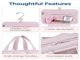 Large Capacity Hanging Travel Toiletry Bag with Jewelry Organizer, Multi-Layer Cosmetic Makeup V1341-ZY-GB47TP28-L-PINK