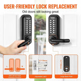 Mechanical Keyless Entry Door Lock, 14 Digit Keypad, Water-proof Zinc Alloy, Double-sided Embedded V952-JXMMSQRSSZMMUEQJ6V0