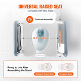 Raised Toilet Seat, 7-Position Height Adjustment 655-805 Mm, 158.7 kg Weight Capacity, with Comfort V952-SJLDSJGMTZDLV1SLQV0