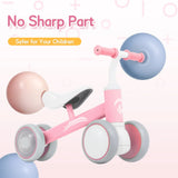 Pink Baby Balance Bike with LED Lights, 55x23x39cm, Suitable for Toddlers Aged 12-36 Months V178-59327