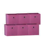 SORTI 33x33x27 CM Dark Pink 6-Pack Foldable Storage Cubes - Fabric Bookcase Organizers for Toys and V510-333733_DARKPINK_6X