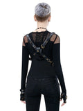 Steampunk-style Adjustable Waist Bag Retro Chains and Rivets Decoration, PU Leather Multi-function V1232-PKKB001