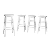 Artiss 4x Bar Stools Round Chairs Wooden White BA-G-7033-WHX4