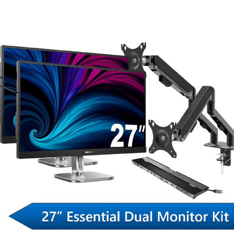 Philips 27" Essential Dual Monitor Kit, 2x 27" QHD Business Monitors, 1x J5Create USB-C 13PH-ESSDOK-27DV2-KIT