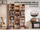 Artiss Bookshelf Display Shelves CD DVD Storage Rack Tall Bookcase Oak FUR-S-CD-SHELF-WD
