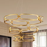 BAMDECOR A209 Colette Ceiling Chandelier Led Modern Circular Art Aluminum Light Fixture for Living V255-BAM-A209/3-GOLD