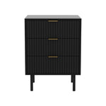 Sarantino Evelyn Bedside Table with 3 Drawers - Black CBT-689-03-BK