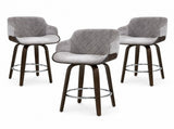 Artiss Bar Stools Set of 3 Kitchen Wooden Bar Stool Dining Chair Swivel Velvet BA-TW-8908-GYX3