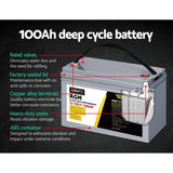 Giantz AGM Deep Cycle Battery 12V 100Ah x2 Box Portable Solar Caravan Camping BATTERY-C-AGM-100X2