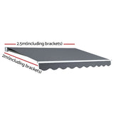 Instahut Retractable Folding Arm Awning Manual Sunshade 2.5Mx2M Grey AWN-B-ARM-25X20-GREY