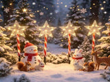 Solar Star Pathway Ground Spike Lights, 5-Pack Interconnected Warm Glow Christmas Decoration for V1341-ZY-9ZCLSFEU-3SETS