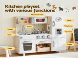 Keezi Kids Wooden Pretend Kitchen Playset with 29pc Cutting Food Set PLAY-WOOD-CLOCK-3IN1
