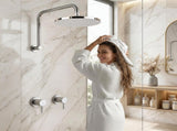 Cefito 9'' Rain Overhead Swivel Shower Head with Wall Twin Swivel Bathroom Tap Silver SHOWER-A3-RO-9-SI-TAP-RO
