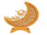 Yellow Moon Ornament with Lighting Iron Art Hollow Desk Decoration for Dining Table Window V1294-YM0901-3115250006711