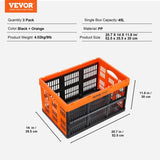 VEVOR Plastic Collapsible Storage Basket, 45L 3 Packs, Folding Stackable Storage Containers/Bins V952-KZDSLCWKCSHS132ETV0