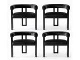 Artiss Dining Chairs Set of 4 Velvet Upholstered Barrel Chairs with Curved Armrests & Back Black UPHO-C-DIN-2553-BKX4