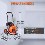 100FT x 1/2Inch Drain Cleaner Machine Sewer Auger Auto Feed with 4 Cutter & Air-Activated Foot V952-ZDJJKLSGDSTJZGK9AV3