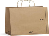 Eupako Kraft Shopping Bags 10x5x13 - 100 PCS Brown Paper With Handles, Gift Bulk, Party Favor, V1259-DP01-F-46