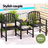 Gardeon Outdoor Garden Bench Seat Loveseat Steel Table Chairs Patio Furniture Black GB-STEEL-LOVESEAT-BK
