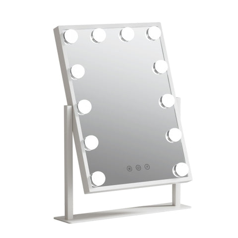 Embellir Makeup Mirror 30x41cm Hollywood Vanity with LED Light Rotation Tabletop MM-E-STAND-3040-FRAME-WH