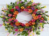 Artificial Spring Wreath 22 Inch Summer Wreaths for Front Door with Green Eucalyptus Leaves Pink V1258-DP02-C-1363
