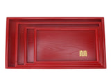 4Pcs Serving Tray Chinese Style Red Wedding Tea Coffee Snack Plate Wooden Fruit Candy Salver Square V1294-YM0703-3118230136212