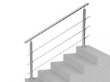 Handrails for Outdoor Steps, 59 in Length 3 Crossbars Stair Hand Rail Kit, Transitional Stainless V952-BXGSLZFS150CBU3NGV0