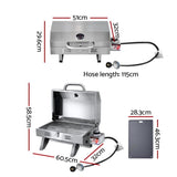 Grillz Portable Gas BBQ Grill with Double Sided Plate PGB-1B-HP-SS-AB