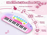 Keezi Kids Piano Keyboard 37 Keys Electronic Musical Instrument Set w/ Stool Microphone KPK-37-PK