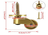 4PCS Universal Brass Caster Stem Wheels 360 Degree Rotation Swivel Wheels Heavy Duty Metal Caster V1192-AZ-W-10047