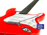 Karrera 39in Electric Guitar Music 6-String Instrument Full Size Red EGP-5W-RD