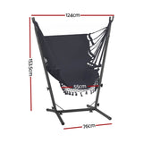 Gardeon Hammock Chair Outdoor Camping Hanging with Stand Grey HM-CHAIR-TASSEL-GREY-H