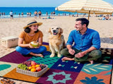 Extra-large 198.12x198.12 cm foldable picnic mat with portable rope. Soft padding design, floral and V1105-YAHWT-01